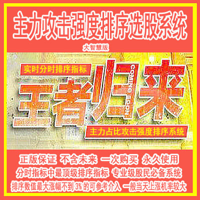 104.大智慧炒股指标公式 大智慧王者归来 主力占比攻击强度排序选股系统超短线指标牛股