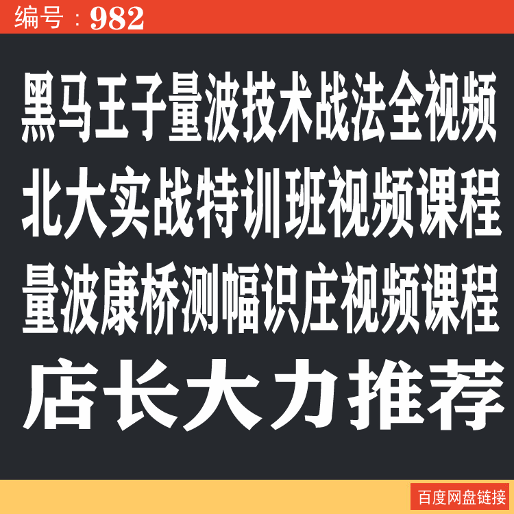 982.百度网盘提取 黑马王子量波技术战法全视频 北大实战特训班量波康桥测幅识庄视频课程